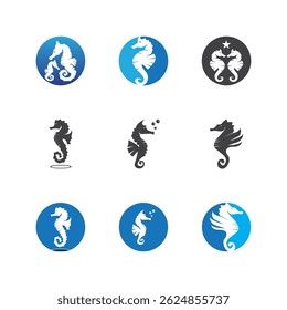 Seahorses fish icon and symbol vector template illustration