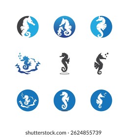 Seahorses fish icon and symbol vector template illustration
