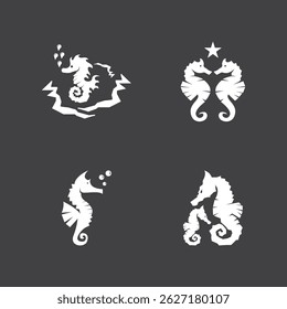 Seahorses fish icon and symbol vector template illustration