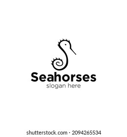 Seepferdchen-Logo, Vektorvorlage, Buchstabe S Kombinationsseepferde