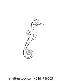 Seahorses One Line Art Hand Drawing Stock Vector (Royalty Free ...