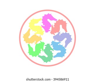 Seahorses pattern silhouette image vector
