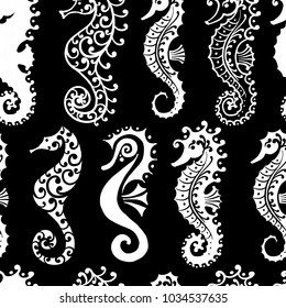 Seahorses, seamless pattern for your design