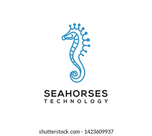 seahorses technology logo designs vector