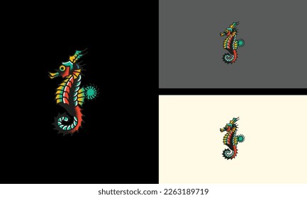 Seahorses vector illustration mascot design