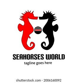 Seahorses world logo design for logo comunity and brand company