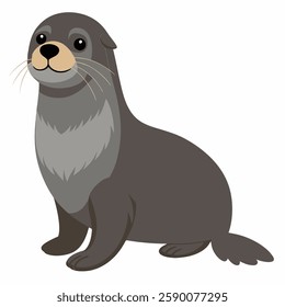 Сartoon сute seal, adorable sea calf. Colorful animal illustration on white background .Suitable for children's books , sticker, mascot, logo. Pro Vector