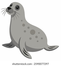 Сartoon сute seal, adorable sea calf. Colorful animal illustration on white background .Suitable for children's books , sticker, mascot, logo. Pro Vector