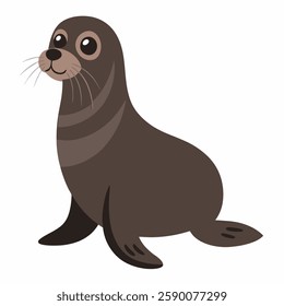 Сartoon сute seal, adorable sea calf. Colorful animal illustration on white background .Suitable for children's books , sticker, mascot, logo. Pro Vector