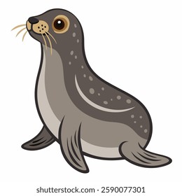 Сartoon сute seal, adorable sea calf. Colorful animal illustration on white background .Suitable for children's books , sticker, mascot, logo. Pro Vector