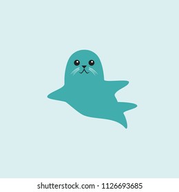 Seal Animal Cartoon Character Isolated. Vector Illustration.