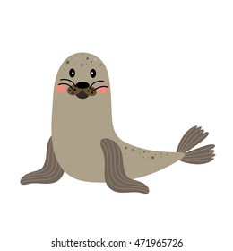 Seal animal cartoon character isolated on white background.