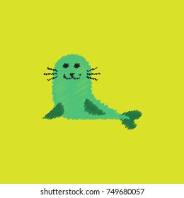 Seal animal icon. Cartoon illustration of seal animal vector icon in Hatching style