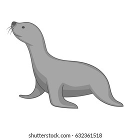 Seal animal icon in monochrome style isolated on white background vector illustration