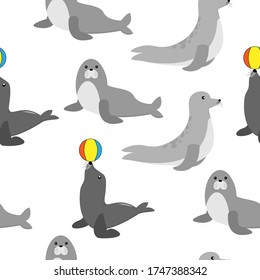 Seal animal seamless pattern for fabric or wrapping