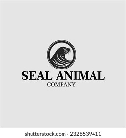 seal animal vector logo design, vector illustration. Emblem design on white background