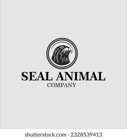 seal animal vector logo design, vector illustration. Emblem design on white background