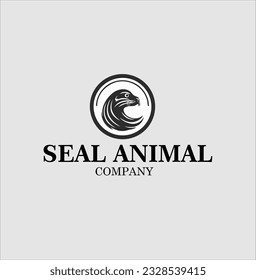 seal animal vector logo design, vector illustration. Emblem design on white background