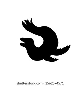 Seal animal vector silhouette. Black shape of the water mammal. 