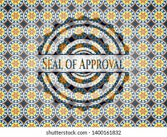 Seal of Approval arabic emblem. Arabesque decoration.