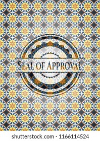 Seal of Approval arabic emblem background. Arabesque decoration.