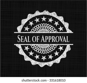 Seal of Approval chalk emblem written on a blackboard