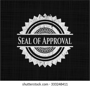 Seal of Approval chalk emblem written on a blackboard