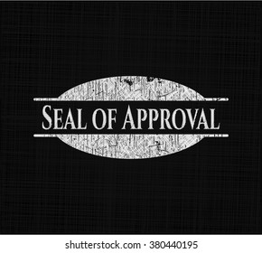 Seal of Approval chalk emblem written on a blackboard