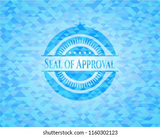 Seal of Approval light blue emblem with mosaic background