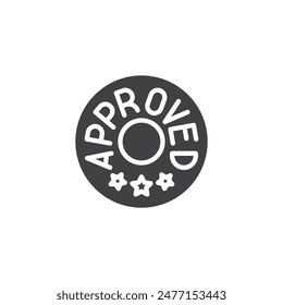 Seal with approved text vector icon. filled flat sign for mobile concept and web design. Approval Seal glyph icon. Symbol, logo illustration. Vector graphics