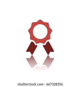 Seal of authenticity with reflection on white background