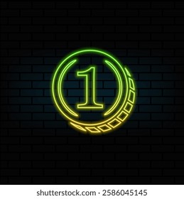 Seal award gold icon. neon style. Blank medal with laurel wreath, isolated white background. Golden design emblem. Symbol of assurance, winner, guarantee and best label, premium, quality Vector illust