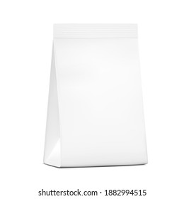 Seal bag with narrow top mockup. Perspective view. Vector illustration isolated on white background. Best solution for presentation your brand, design, promo and etc. EPS10.	