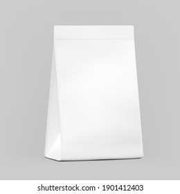 Seal bag with narrow top mockup. Perspective view. Vector illustration isolated. Best solution for presentation your brand, design, promo and etc. EPS10.	