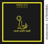 seal with ball sketch vector icon