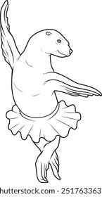 Seal Ballerina Ballet Dance Animal Vector Graphic Art Illustration