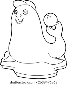 Seal Bowling Bowling ball Animal Vector Graphic Art Illustration