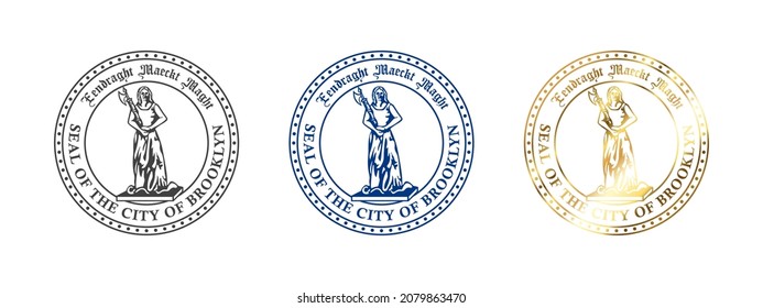 Seal of Brooklyn. Badges of Brooklyns. Boroughs of New York City. Vector illustration