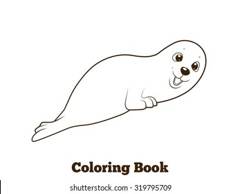 Seal cartoon coloring book vector illustration