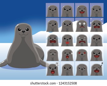 Seal Cartoon Emotion faces Vector Illustration