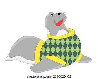 seal cartoon illustration, Illustration of a circus seal