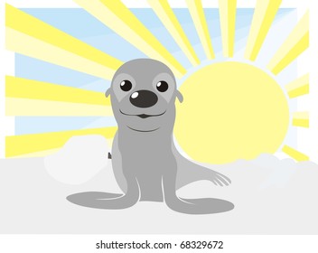 Seal cartoon - Ocean wildlife colorful vector illustration