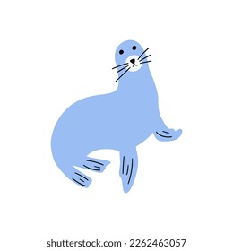 Seal Character sea animal on deep background. Wild life illustration. Underwear world. Vector illustration.