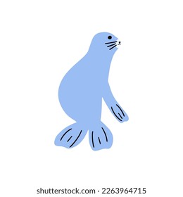 Seal Character sea animal on deep background. Wild life illustration. Underwear world. Vector illustration.