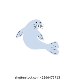 Seal Character sea animal on deep background. Wild life illustration. Underwear world. Vector illustration.