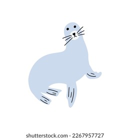 Seal Character sea animal on deep background. Wild life illustration. Underwear world. Vector illustration.