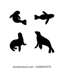 Seal Character sea animal on deep background. Wild life illustration. Underwear world. Vector illustration.