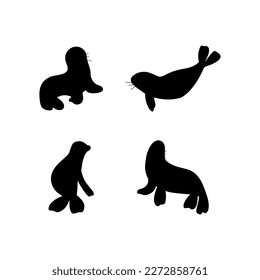 Seal Character sea animal on deep background. Wild life illustration. Underwear world. Vector illustration.
