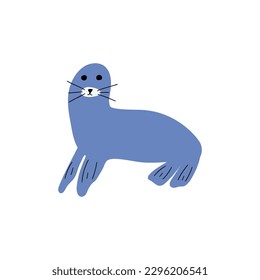 Seal Character sea animal on deep background. Wild life illustration. Underwear world. Vector illustration.