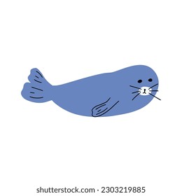 Seal Character sea animal on deep background. Wild life illustration. Underwear world. Vector illustration.